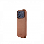 Kaitse&uuml;mbris Apple iPhone 17 Pro, pruun, naturaalsest nahast, MagSafe &uuml;hilduv, Mujjo