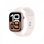 Apple Watch Series 10 GPS + Cellular 46mm Rose Gold Aluminum Case with Light Blush Sport Band- S/M