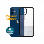 Kaitse&uuml;mbris ClearCase, Apple iPhone 12 mini, klaasist tagak&uuml;ljega, l&auml;bipaistev musta &auml;&auml;rega, PanzerGlass