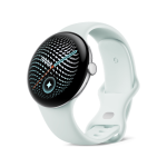 Google Pixel Watch 5 45mm Polished Silver Aluminum Case Fog Active Band