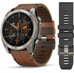 Garmin fenix 8 51 mm Amoled Sapphire Titanium with Chestnut Leather Band