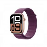Apple Watch Series 10 GPS 46mm Rose Gold Aluminum Case with Plum Sport Loop