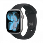Apple Watch Series 11 GPS 46mm Space Gray Aluminum Case with Black Sport Band S/M