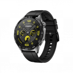 Huawei Watch GT 4 46mm Black Stainless Steel case with Black Fluoroelastomer Strap