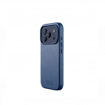 Kaitse&uuml;mbris Apple iPhone 17 Pro, sinine, naturaalsest nahast, MagSafe &uuml;hilduv, Mujjo