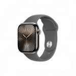 Apple Watch Series 10 GPS + Cellular 42mm Natural Titanium Case with Stone Gray Sport Band- M/L