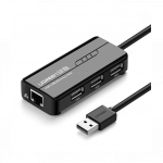 Ugreen 20264 RJ45 / USB-A 10/100Mbps HUB network adapter 3x USB-A 2.0 - black