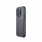 Kaitse&uuml;mbris Shield Case, Apple iPhone 15 Pro, sinakashall, MagSafe, naturaalsest nahast tagak&uuml;ljega, Mujjo
