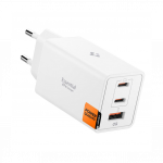 Toalaadija adapter Essential 67W, 2x USB-C + 1x USB-A juhtmele, valge, GaN-Pro kiirlaadimine, EE673EU, Spigen