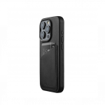 Kaitse&uuml;mbris kaarditaskuga Apple iPhone 15 Pro, must, MagSafe, naturaalsest nahast, Mujjo