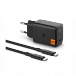 Toalaadija ArcStation Pro 65W (adapter USB-C + punutud USB-C kaabel 2m), must, GaN 651, PE2201EU, Spigen
