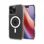 Kaitse&uuml;mbris Ultra Hybrid T (MagFit + Camera Control), Apple iPhone 16 Pro Max, l&auml;bipaistev valge MagSafe ringiga, kaamera nupuga, Spigen