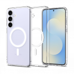 Kaitse&uuml;mbris Ultra Hybrid (MagFit), Samsung Galaxy S25 FE, l&auml;bipaistev valge Qi2/MagSafe ringiga, Spigen