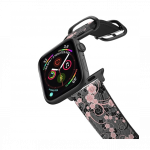 Casetify Saffiano Watch Band 42mm/44mm Coral pink black abstract floral pattern-Space Gray