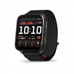 Garmin Venu X1 Black with Titanium Blue-Gray Back Cover and Black ComfortFit Nylon