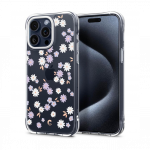 Kaitse&uuml;mbris Cyrill Cecile, Apple iPhone 15 Pro, l&auml;bipaistev valge lilleline, Spigen