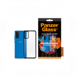 Kaitse&uuml;mbris ClearCase Samsung Galaxy S20, klaasist tagak&uuml;ljega, l&auml;bipaistev musta &auml;&auml;rega, PanzerGlass