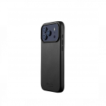 Kaitse&uuml;mbris Apple iPhone 17 Pro Max, must, naturaalsest nahast, MagSafe &uuml;hilduv, Mujjo