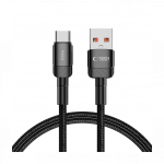 USB-kaabel USB-A otsik USB-C otsik, 1m, 100W / 5A, must, vastupidav, Tech-Protect