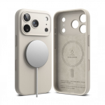 Kaitse&uuml;mbris Silicone Magnetic, Apple iPhone 17 Pro, helebeež, MagSafe &uuml;hilduv, Ringke