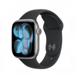 Apple Watch Series 11 GPS + Cellular 42mm Space Gray Aluminum Case with Black Sport Band S/M
