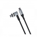 USB-kaabel USB-C otsik USB-C L-kujuga magnetotsik, 2m, tumehall, 100W, punutud kaabliga, Epico