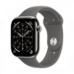 Apple Watch Series 11 GPS + Cellular 46mm Natural Titanium Case with Stone Gray Sport Band M/L