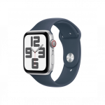 Apple Watch SE (2023) GPS + Cellular 44mm Silver Aluminum Case with Storm Blue Sport Band S/M