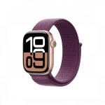 Apple Watch Series 10 GPS + Cellular 42mm Rose Gold Aluminum Case with Plum Sport Loop