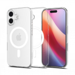 Kaitse&uuml;mbris Liquid Crystal (MagFit), Apple iPhone 17, l&auml;bipaistev valge MagSafe ringiga, Spigen