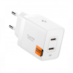 Toalaadija adapter Essential 47W Dual, 2x USB-C juhtmele, valge, GaN-Pro kiirlaadimine, EE472EU, Spigen