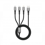 USB-kaabel 3in1, Lightning, USB-C, MicroUSB, 1.2m, tumehall, Tech-Protect