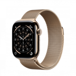Apple Watch Series 11 GPS + Cellular 42mm Gold Titanium Case with Gold Milanese Loop