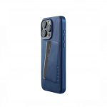 Kaitse&uuml;mbris kaarditaskuga Apple iPhone 15 Pro Max, sinine, MagSafe, naturaalsest nahast, Mujjo