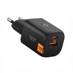 Toalaadija adapter Essential 35W Dual, USB-C + USB-A juhtmele, must, GaN-Pro kiirlaadimine, EE352EU, Spigen