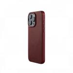 Kaitse&uuml;mbris Apple iPhone 15 Pro Max, tumepunane, MagSafe, naturaalsest nahast, Mujjo