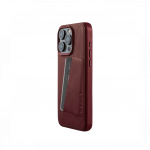 Kaitse&uuml;mbris kaarditaskuga Apple iPhone 15 Pro Max, tumepunane, MagSafe, naturaalsest nahast, Mujjo