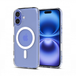 Kaitse&uuml;mbris Ultra Hybrid T (MagFit + Camera Control), Apple iPhone 16, l&auml;bipaistev valge MagSafe ringiga, kaamera nupuga, Spigen
