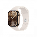 Apple Watch Series 10 GPS + Cellular 46mm Gold Titanium Case with Starlight Sport Band- S/M