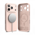 Kaitse&uuml;mbris Silicone Magnetic, Apple iPhone 17 Pro, heleroosa, MagSafe &uuml;hilduv, Ringke