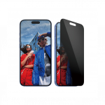 Kaitseklaas privaatsusfiltriga Apple iPhone 16 Plus / iPhone 15 Plus, musta &auml;&auml;rega, Ultra-Wide Fit, PanzerGlass