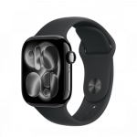 Apple Watch Series 11 GPS + Cellular 42mm Jet Black Aluminum Case with Black Sport Band S/M