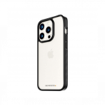 Kaitse&uuml;mbris ClearCase D3O, Apple iPhone 15 Pro, l&auml;bipaistev musta &auml;&auml;rega, klaasist tagak&uuml;ljega, PanzerGlass