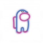 Dekoratiivne neoon LED valgustus "Kosmosemees" sinine-roosa