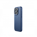 Kaitse&uuml;mbris Apple iPhone 15 Pro, sinine, MagSafe, naturaalsest nahast, Mujjo