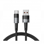 USB-kaabel USB-C otsikuga, 1m, 66W/6A, tumehall, punutud kaabliga, Tech-Protect