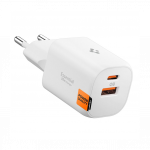 Toalaadija adapter Essential 35W Dual, USB-C + USB-A juhtmele, valge, GaN-Pro kiirlaadimine, EE352EU, Spigen