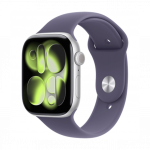 Apple Watch Series 11 GPS 46mm Silver Aluminum Case with Purple Fog Sport Band M/L