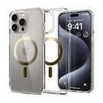 Kaitse&uuml;mbris Ultra Hybrid MagFit, Apple iPhone 15 Pro, l&auml;bipaistev kuldse MagSafe ringiga, Spigen