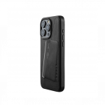 Kaitse&uuml;mbris kaarditaskuga Apple iPhone 15 Pro Max, must, MagSafe, naturaalsest nahast, Mujjo